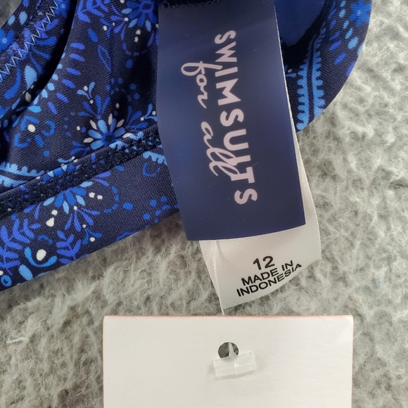 Swimsuits for All Bikini Top Romancer Colorblock Halter Triangle Sz 12 Blue NWT - Picture 5 of 7